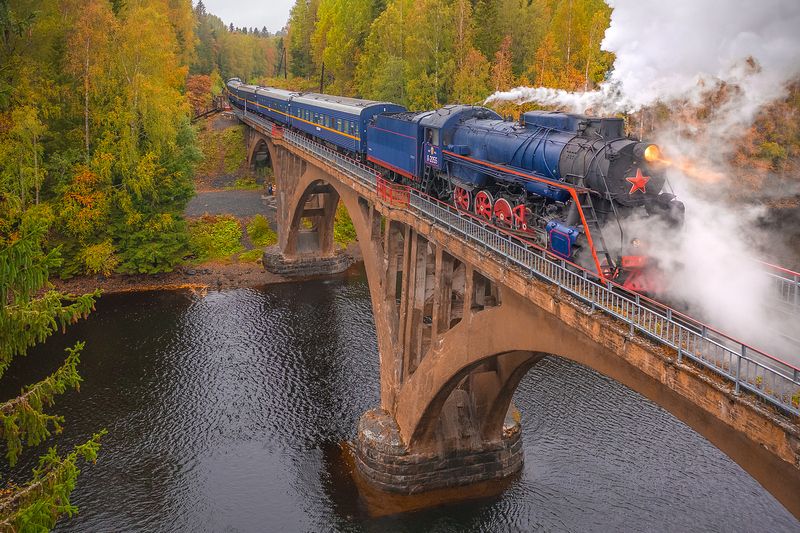 осень, золотая осень, паровоз, рускеальский экспресс, ретропоезд, янисйоки, арочный мост, карелия, ладога, северное приладожье, сортавала, питкяранта, русский север,северная природа, северный пейзаж, пейзажи карелии, фототуры по карелии, фототуры по ладог Осенняя Лебедянкаphoto preview