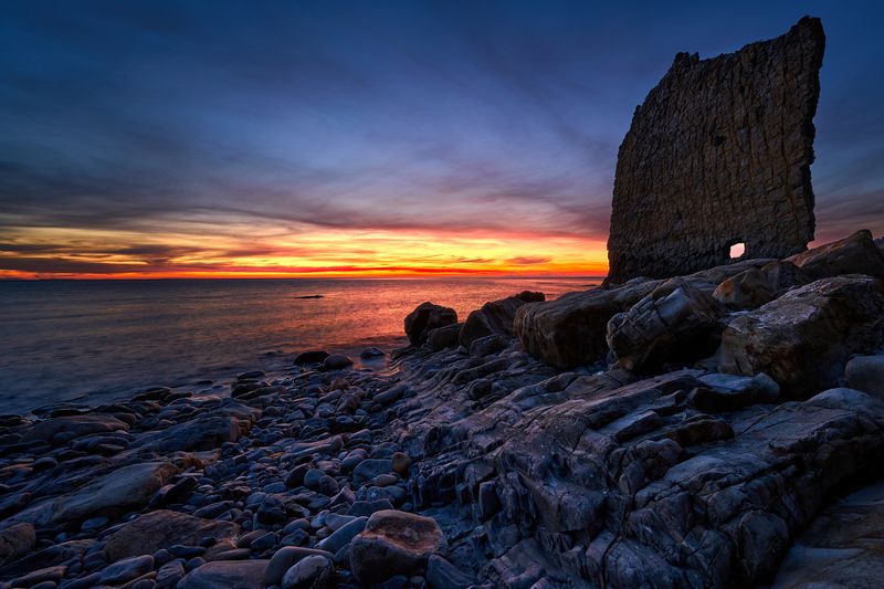 море, закат, пейзаж, скала Закат под Парусом 2photo preview