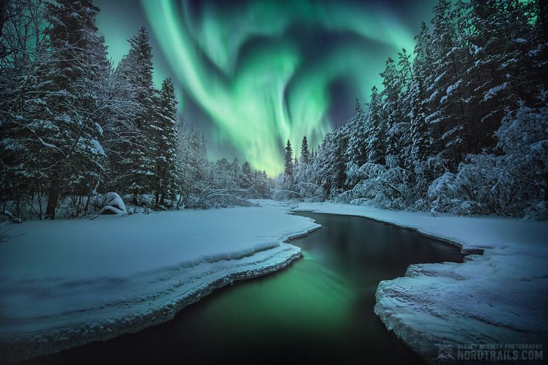 Северное сияние, Север, Кольский полуостров, Териберка, Кандалакша, Териберка Полярное сияние над Кольскими речкамиphoto preview