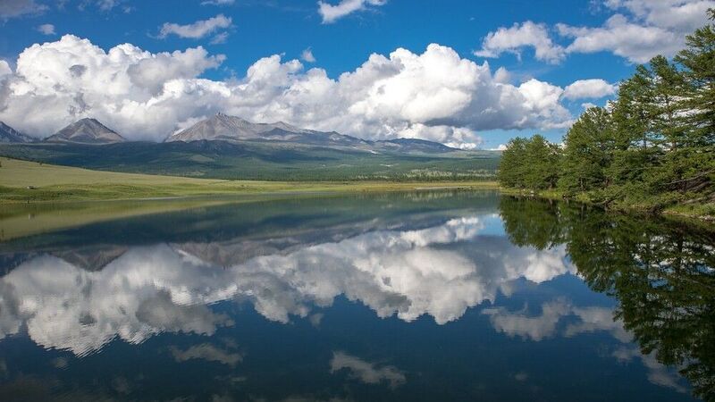 монголия, горы, лето, облака, озеро, горы, отражения, мунгу, сардык Чарующая красотаphoto preview