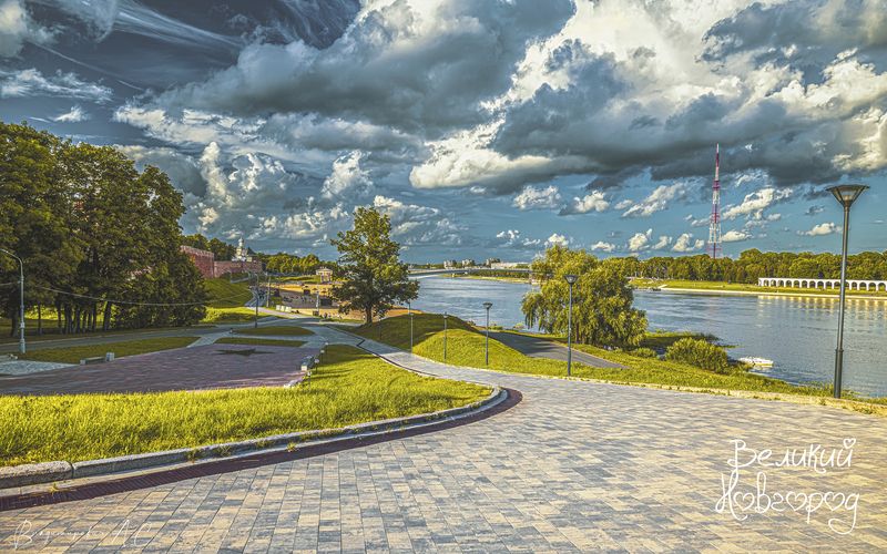 екатерининская горка детинец река волхов великий новгород облака Вид с Екатерининской горки.photo preview
