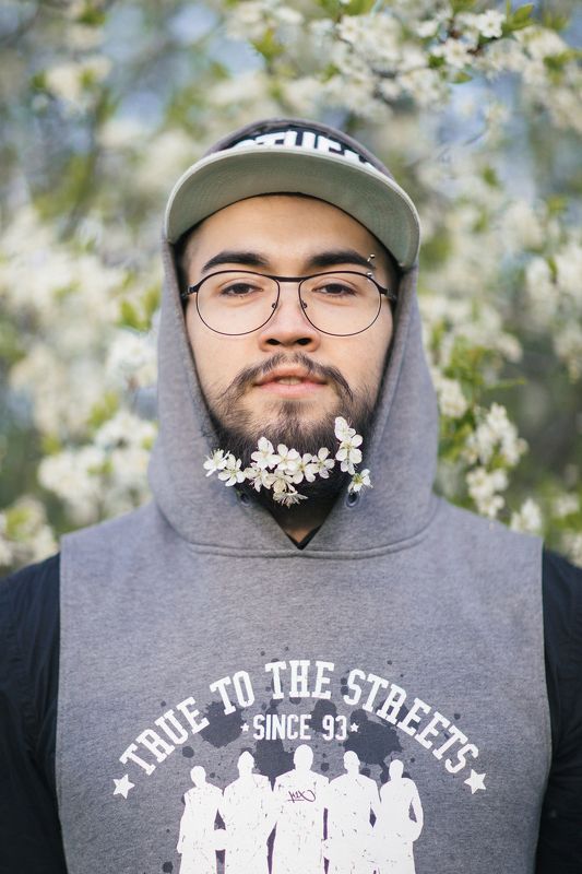 весна, борода, цветы Портрет в цветах фото превью