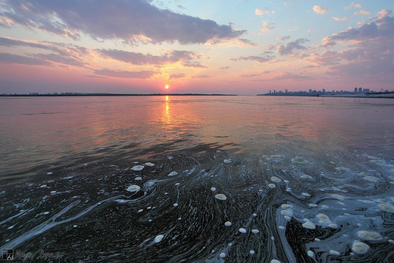 Хабаровск, Амур, закат, весна Перламутровый Амурphoto preview