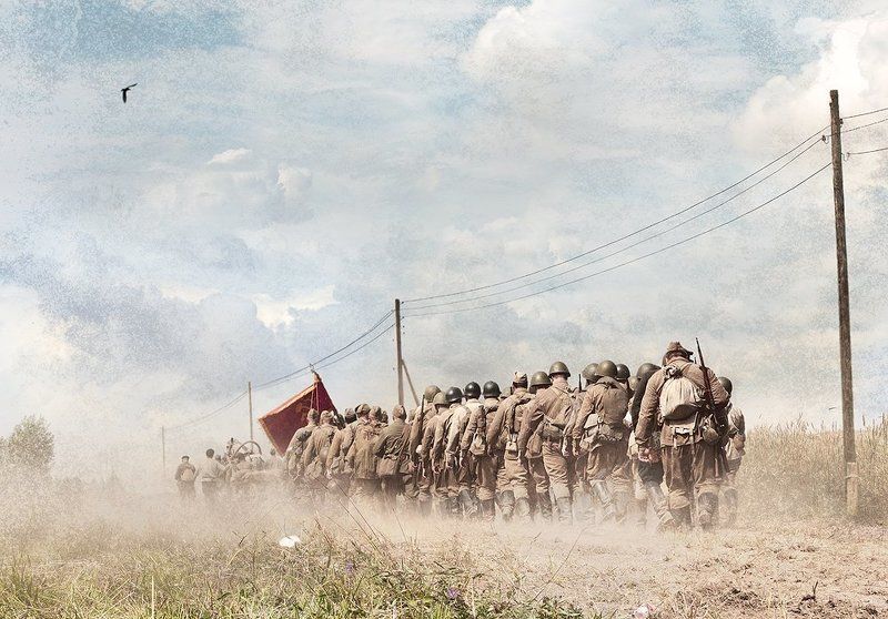 Война, Дорога, Красное знамя, Отряд, Поле дорога, Солдаты Дорога на небо...photo preview