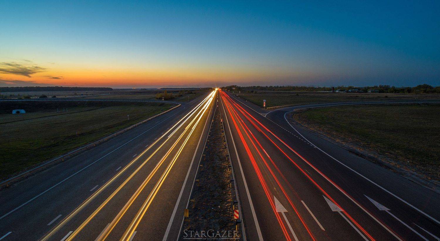 Road, freezelight, night, Andrew Kolobov