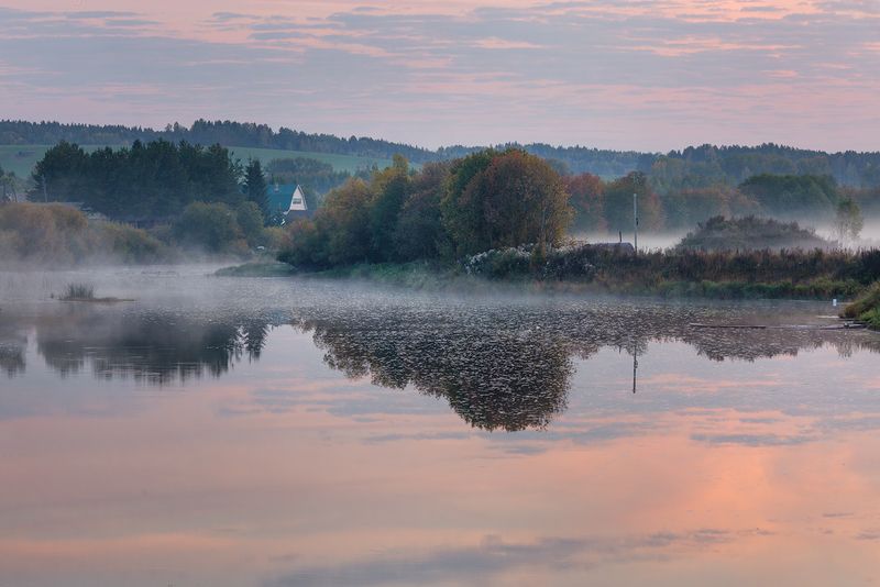 река, утро, туман, пежма Утро в Пежме фото превью