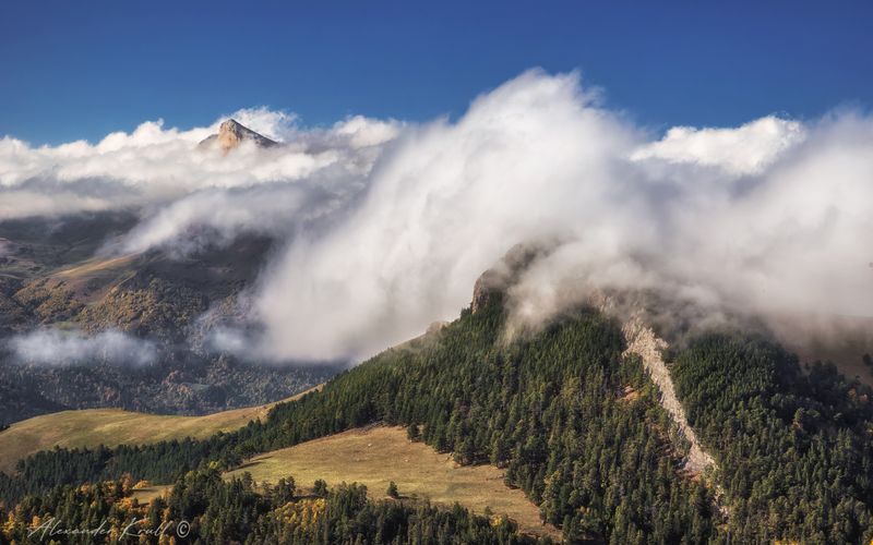 кчр, горы, осень, октябрь, облака, туман Облака атакуютphoto preview