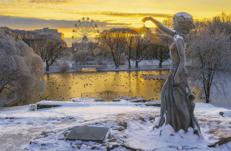 утро, киров, парк кирова, пруд В паркеphoto preview