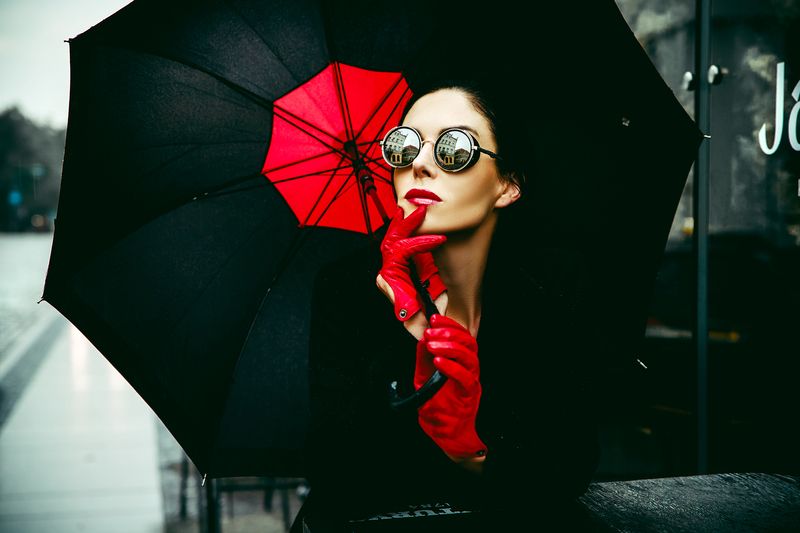 woman, portrait, fashion, beauty, outdoors Listen to the rhythm of falling rainphoto preview