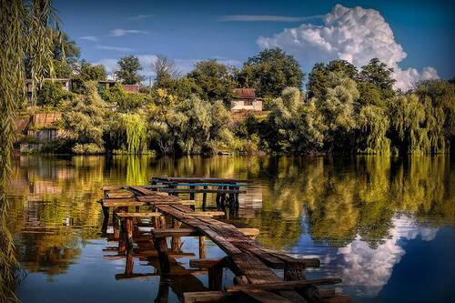 Отражение узодящего Лета в заливе