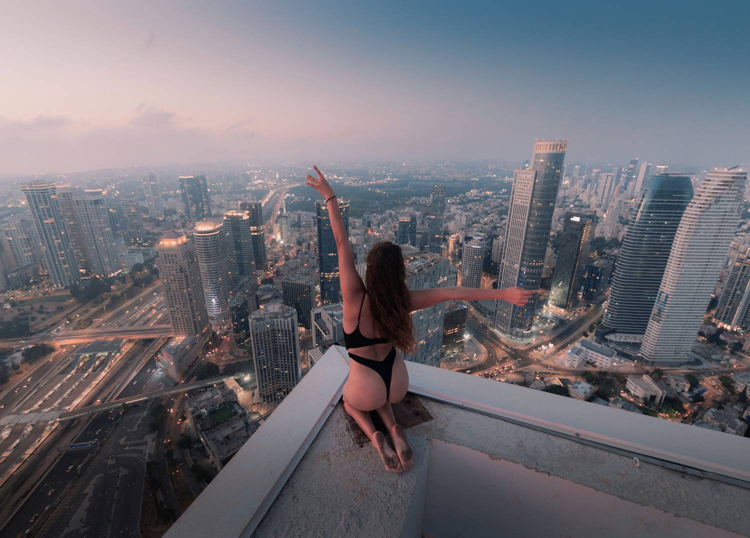 Tel Aviv, Israel, roof, rooftop, girl, woman, portrait, city, cityscape, urban, urbex, Голубев Алексей