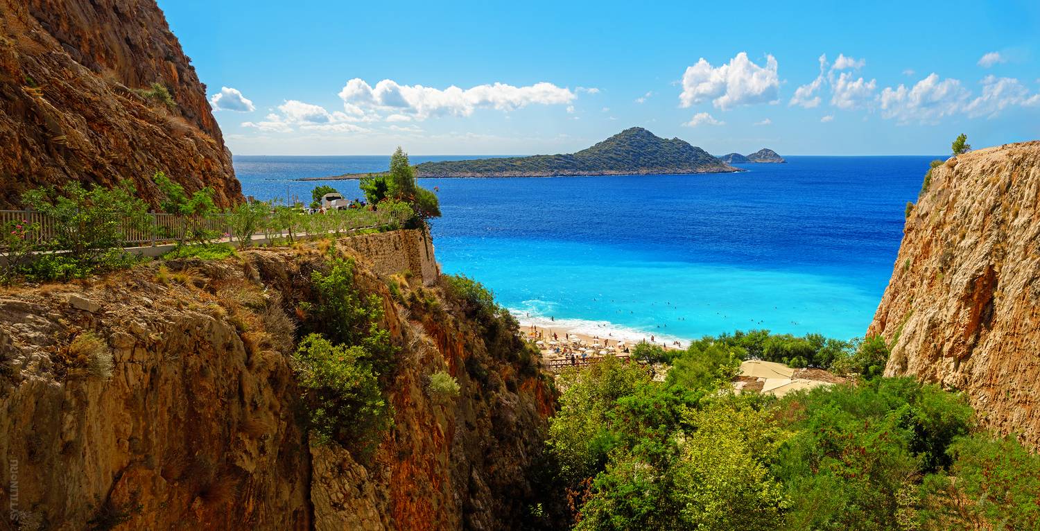 Пляж Капуташ, Капутаж, Kaputaş Plajı, Kaputaş Beach, Kaputash, Анталия, Antalya, Turkey, Турция, отдых, тур, средиземное море, средиземноморье, песок, волны, изумрудный, лазурный, голубой, панорама, побережье, известный,достопримечательность,каш,Kaş,Kas, Сытилин Павел