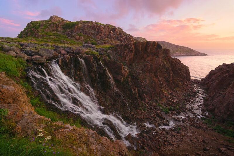 териберка, водопад, рассвет, море, кольский Предрассветный час фото превью