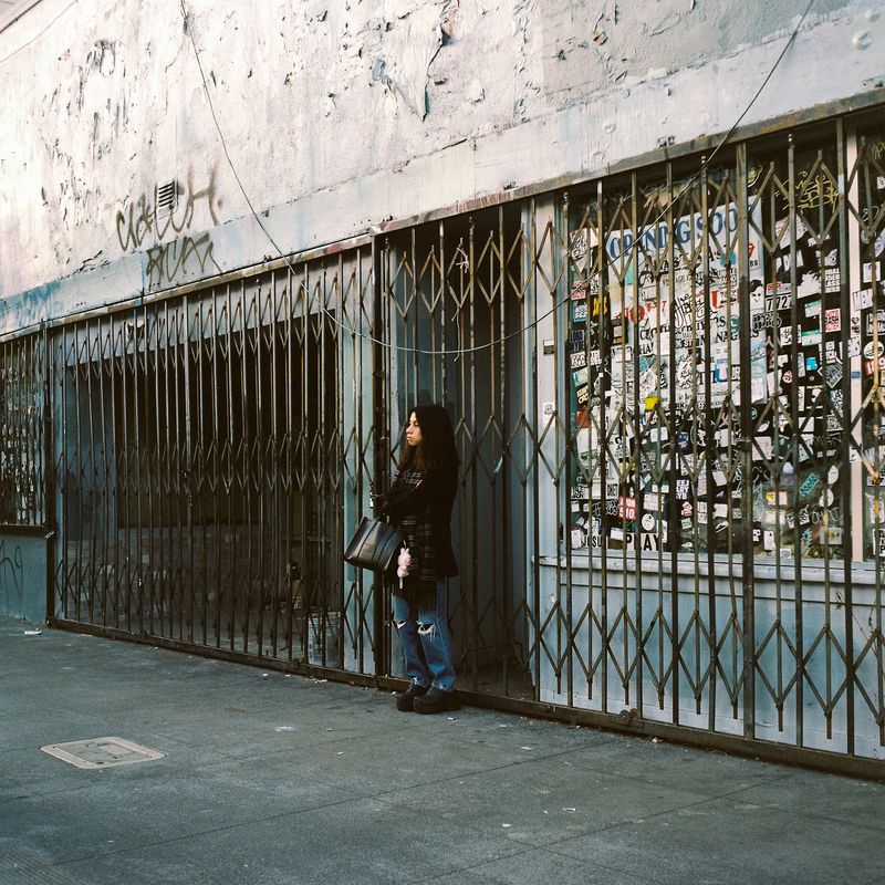 urban, street, san, francisco, haight, ashbury, graffiti, gates, architecture, film, analog, yashica, mat124g, kodak, portra, 400, medium, format, 120mm, grain, panda, labs, documentary, authentic, gritty, travel, city, lifestyle, environmental, portrait Haight Ashburyphoto preview