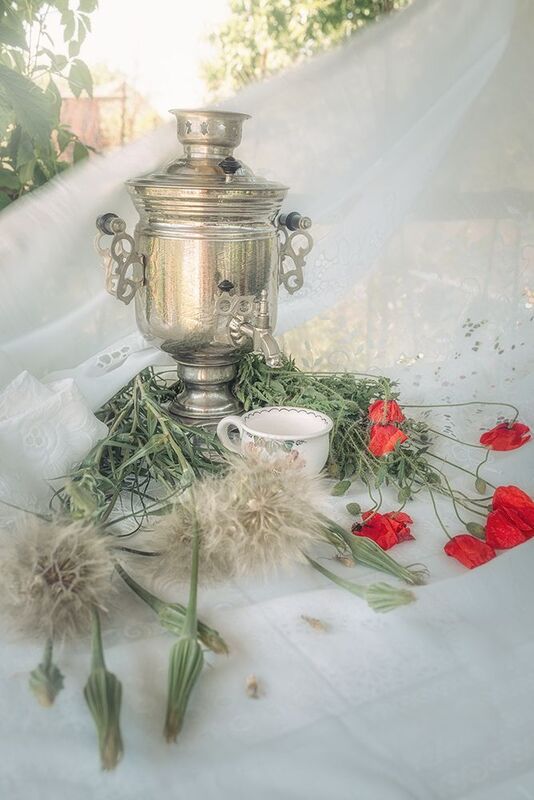 мак самовар одуванчик занавесь лето Маки у самовараphoto preview