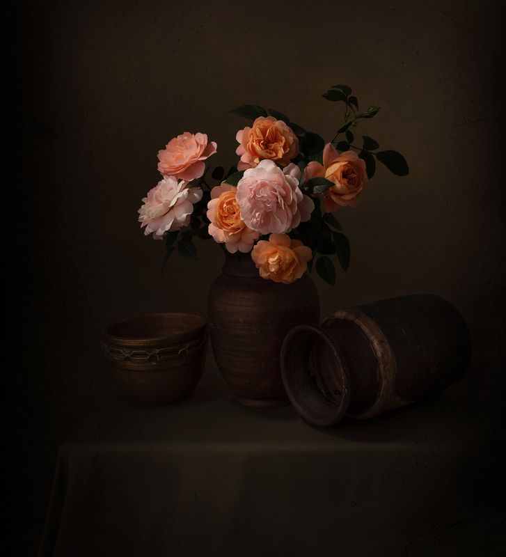 Still life, light, shadow, flowers, colors, vase Light and darknessphoto preview