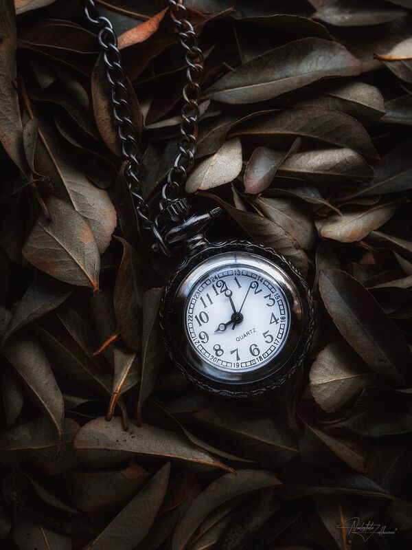 макро, часы, осень, листья, обои Время…photo preview