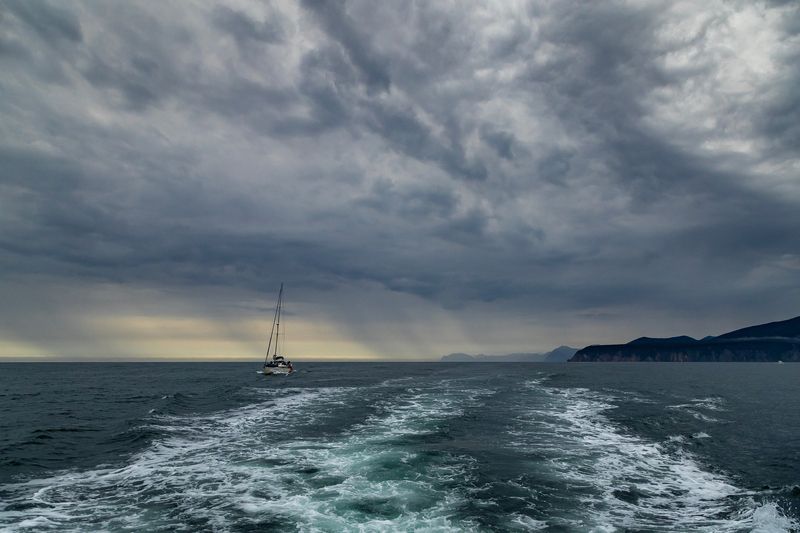 камчатка, тихий океан, яхта, путешествие, вода, волна, след Вдоль берегов края земли..photo preview