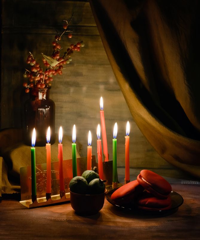 натюрморт, ханука, праздник света, свечи, ханукия Символы Ханукиphoto preview