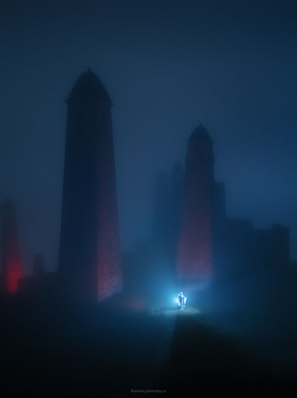 Ингушетия, башни, пейзаж, портрет, путешествия, ночь, ночной пейзаж Ночная магия Эрзиphoto preview