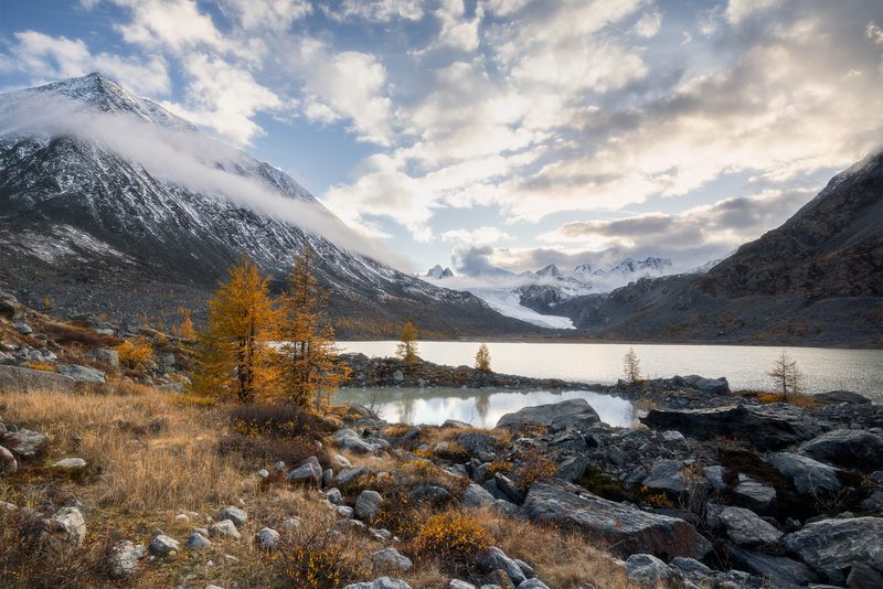 алтай, аккол, аккуль, закат, софийский ледник, горный алтай, республика алтай, осень, южно-чуйский хребет Софийский ледник, Алтайphoto preview
