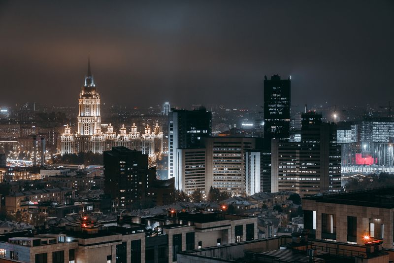 Ночная Москва 2025. Вид на гостиницу Украина с ЖК Life Timephoto preview