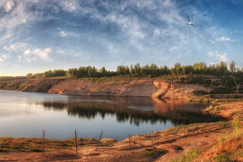 облака , озеро, небо, лето , карьер  Карьер photo preview