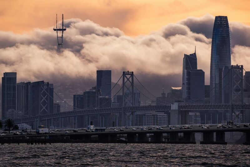 #Sky #Skyscraper #Water #City #Daytime #Cloud #High-rise building #Horizon #Metropolitan area #Urban area Sutro Lights, Salesforce Shadowsphoto preview