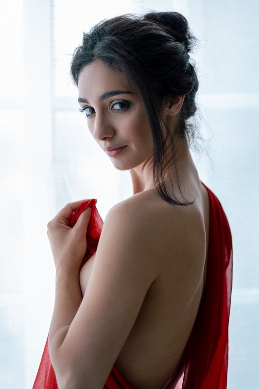 portrait, photography, beauty, glamour, portraitgirl, naturallight, elegant, fine art portrait, classic beauty, studio photography, fashion portrait, red fabric, soft light, timeless beauty, artistic portrait, female portrait, romantic portrait, art photo Mischkah 07photo preview