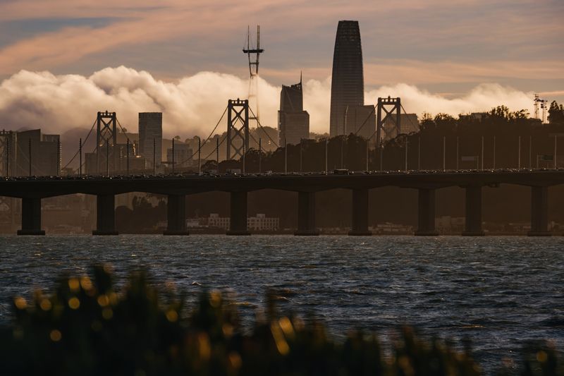 #Sky #Skyscraper #Water #City #Daytime #Cloud #High-rise building #Horizon #Metropolitan area #Urban area Sutro Lights, Salesforce Shadowsphoto preview