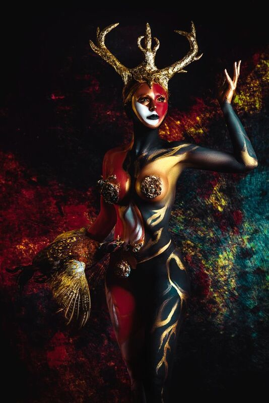 woman, portrait, conceptual, studio, bodyart The alchemy of flesh and firephoto preview