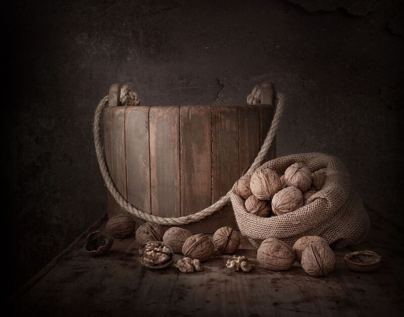Still life, nuts, light, brown,wood Nutsphoto preview