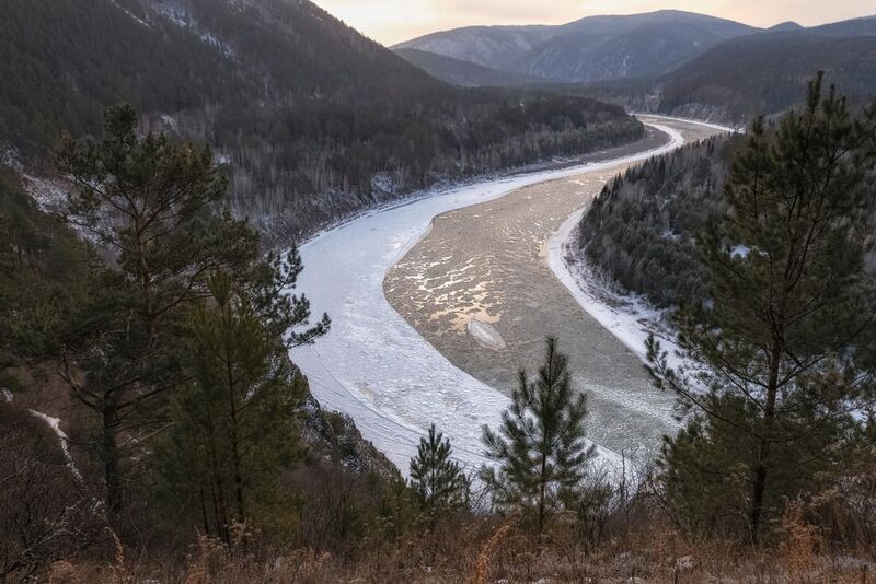 сибирь, мана, осень, шугоход Поворот рекиphoto preview