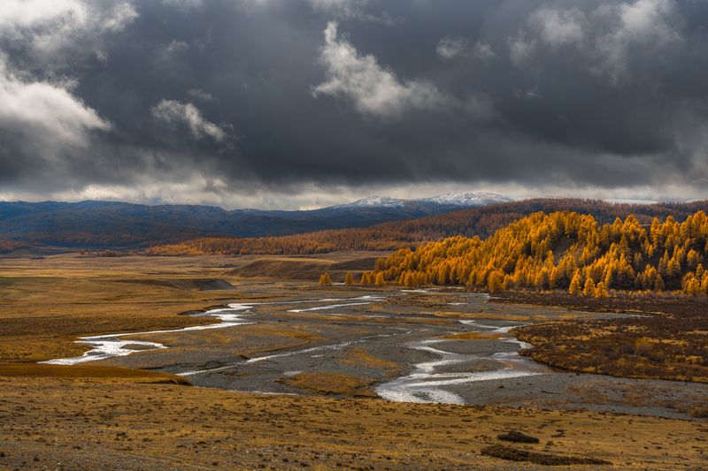 россия, горный алтай,осень, плато, долина, река, небеса Небесаphoto preview