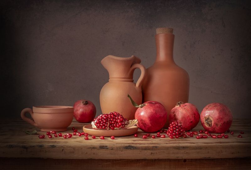 Still life, Sweet,  pomegranate, red, light, textures Sweet pomegranatephoto preview