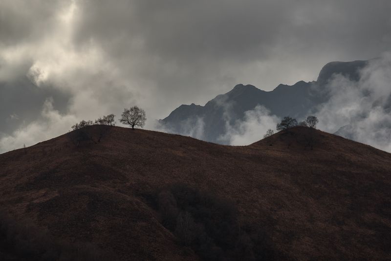 кавказ, горы, кабардино-балкария, кбр, актопрак, облака Глубокой осенью в горахphoto preview