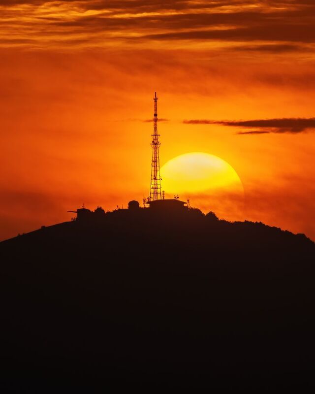 кавказ, горы, кавказские минеральные воды, пятигорск, гора, машук, солнце, закат, кмв, sun, sunset, солнце за горой, tower, tv tower Закат Солнца за макушку Машукаphoto preview