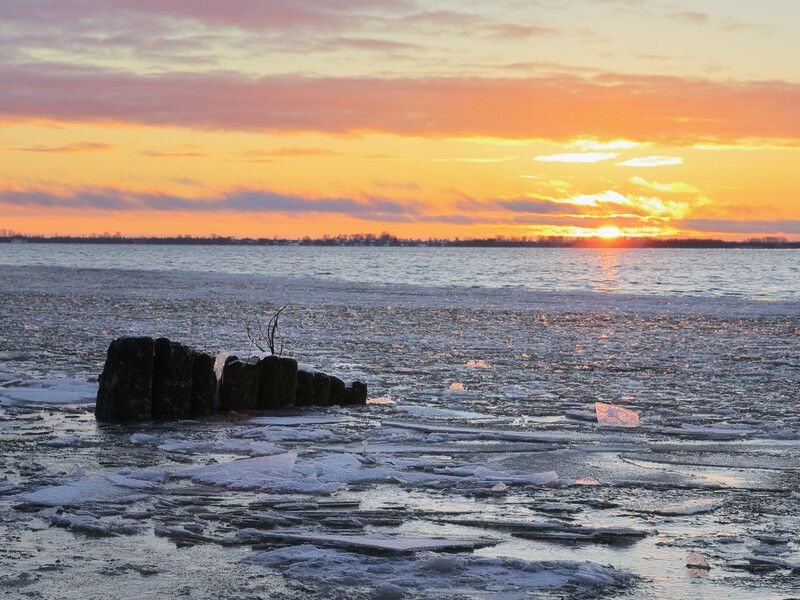 вечер, природа, закат, река, север Отблески заката... фото превью