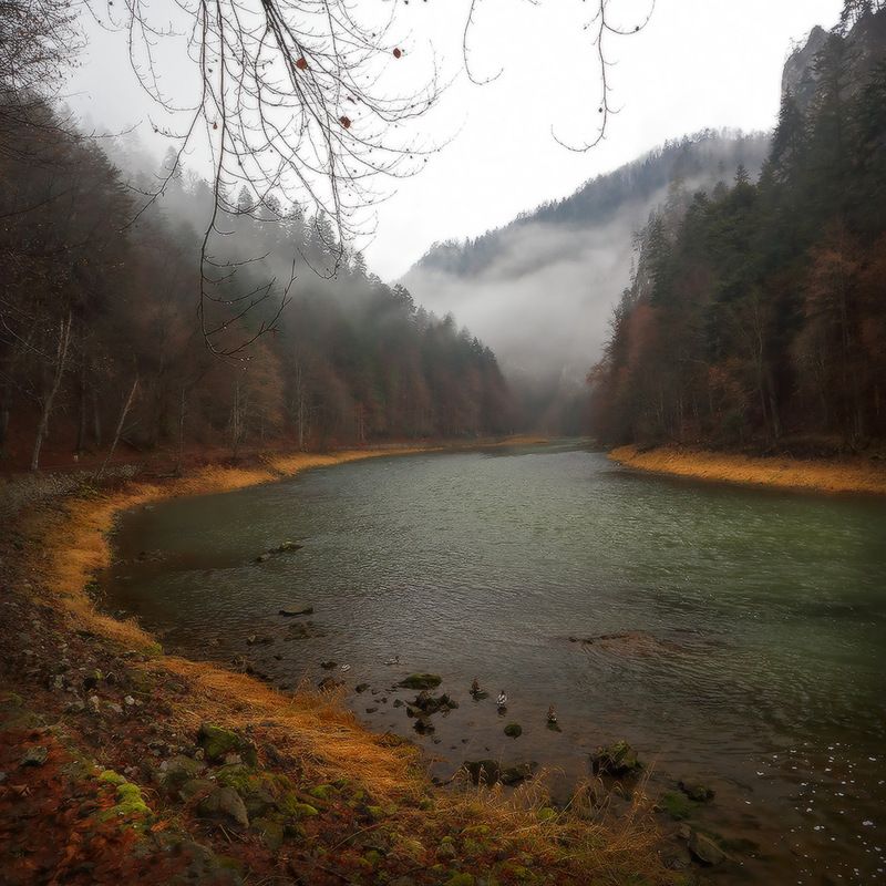 горы, зима, река, szczawnica, дунаец Щавницаphoto preview