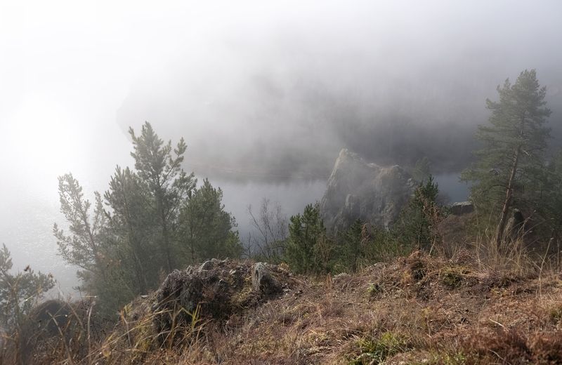 мана, осень, туман, осенний туман, склон, река, сибирь На Мане туманphoto preview