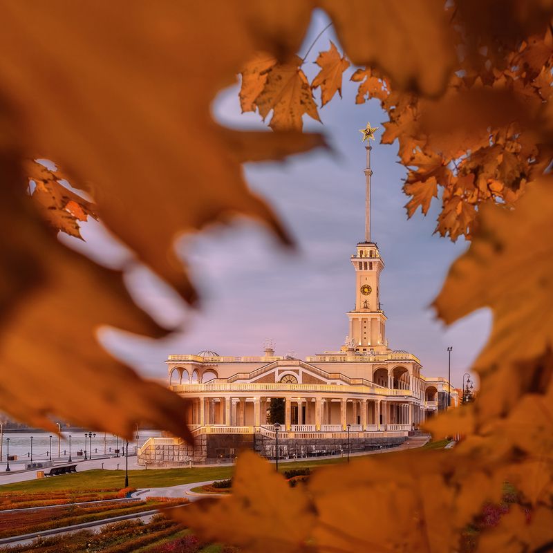 москва, городской пейзаж, речной вокзал, осень, закат, moscow Осенний Речной вокзалphoto preview