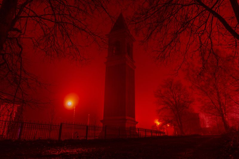 тула, тульская область, усадьба, богучарово, храм, осень, туман, ноябрь Усадьба Богучарово. Красный туман. фото превью