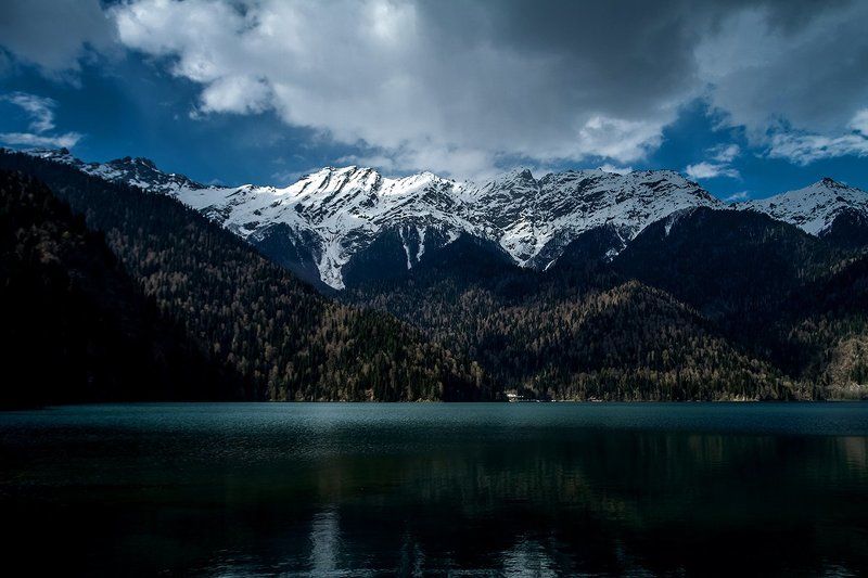 море абхазия горы небо пейзаж закат путешествия отдых озеро  Рицаphoto preview