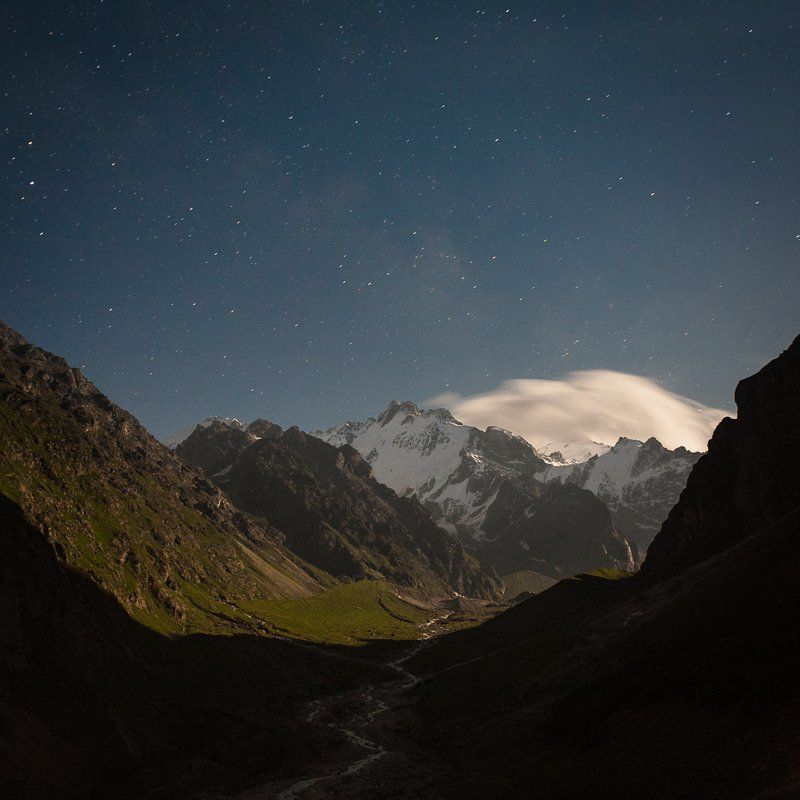 горы, природа, ночь, звезды, кавказ, Безенги Звездная ночьphoto preview