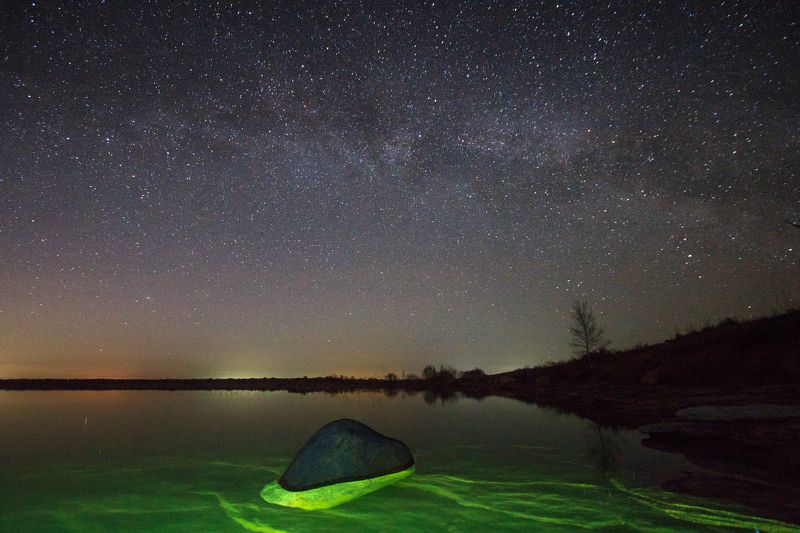 млечный путь, звезды, звезда, ночное небо, челябинская область, урал, озеро, вода, камень, свет, ночь, пейзаж Большие Аллакиphoto preview