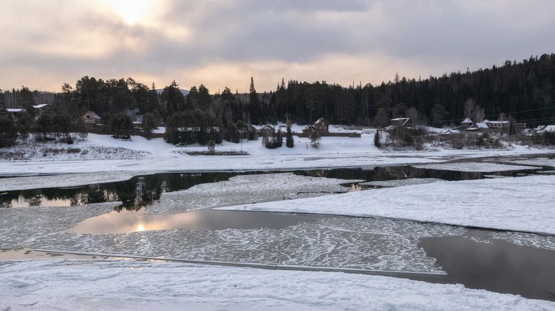 ноябрь, осень, шугоход, сибирь, мана Замерзает рекаphoto preview