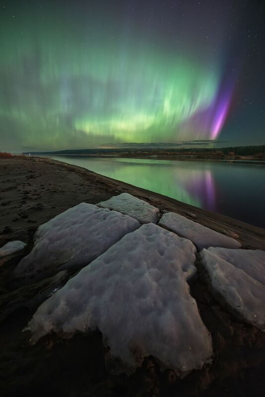 северное сияние, вологодская область, северная двина.  фото превью