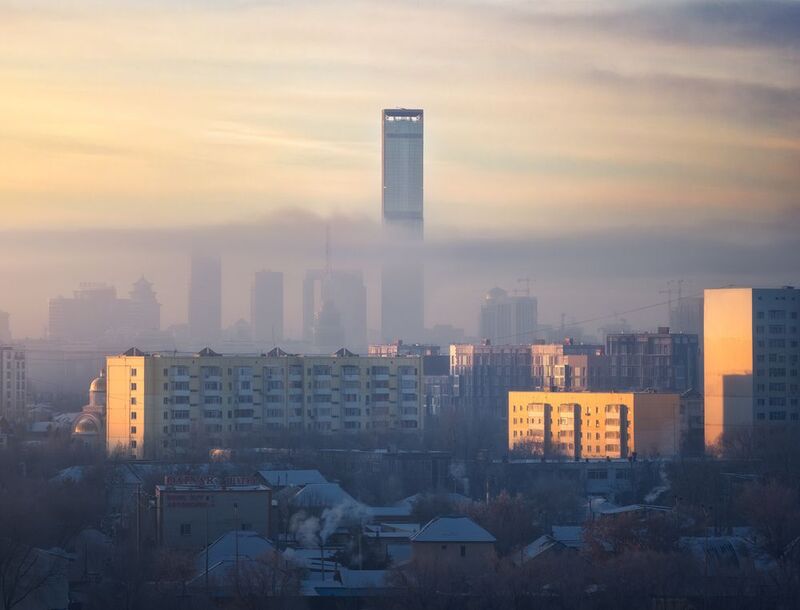 казахстан, астана, рассвет, дымка Один день во мглеphoto preview