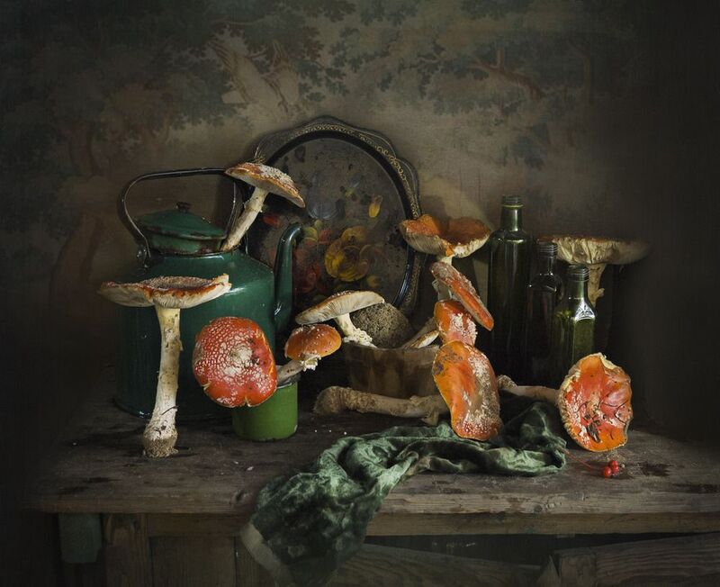 мухоморы, осень, калина, чайник, поднос Мухоморные истории 2 фото превью