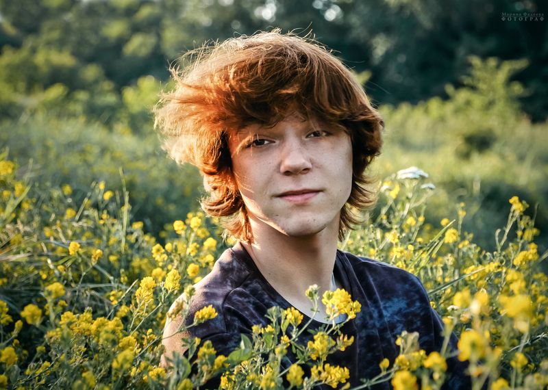 портрет, лето, желтые цветы, природа, солнце Вдохновение ветраphoto preview